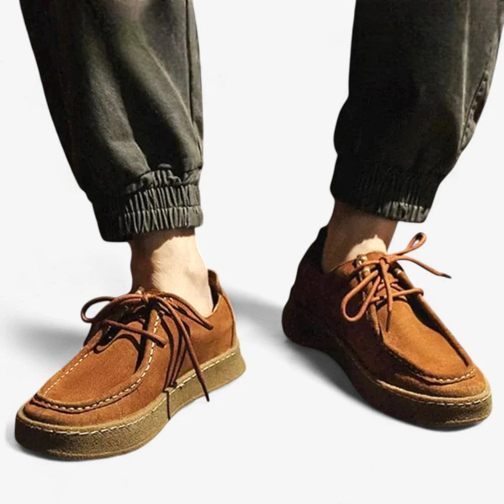 AtelierMocassin Mocassins Homme en Daim Marron à Lacets – Confort Casual Chic