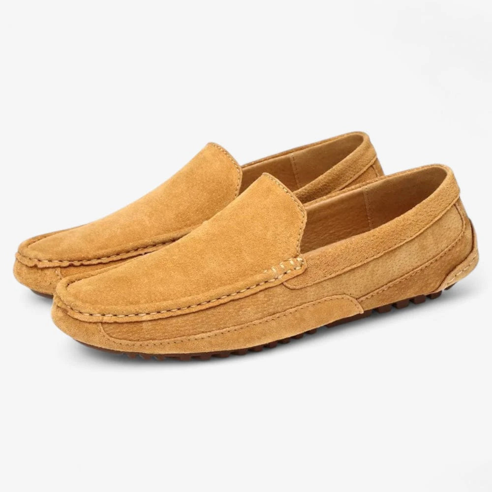 AtelierMocassin Mocassins Homme en Daim Marron Beige Souple