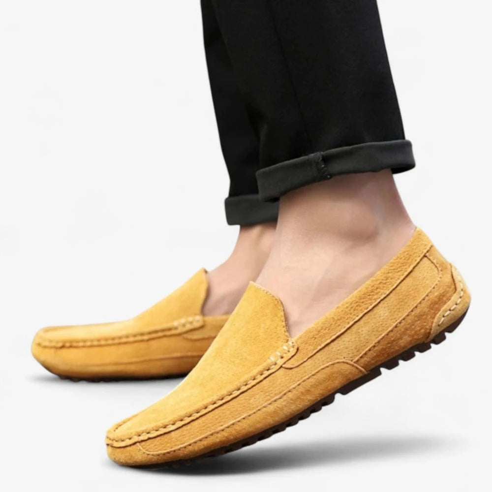 AtelierMocassin Mocassins Homme en Daim Marron Beige Souple