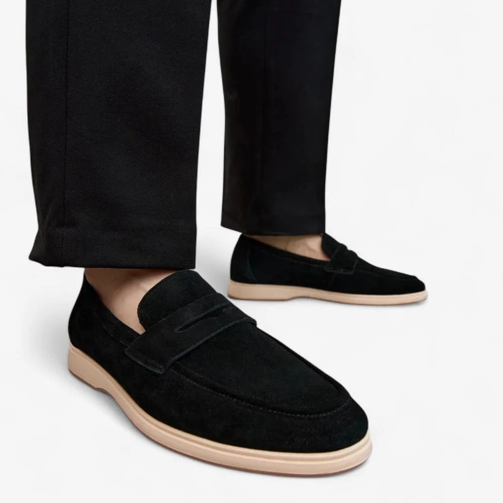 AtelierMocassin Mocassins Homme en Daim Noir Penny Loafer