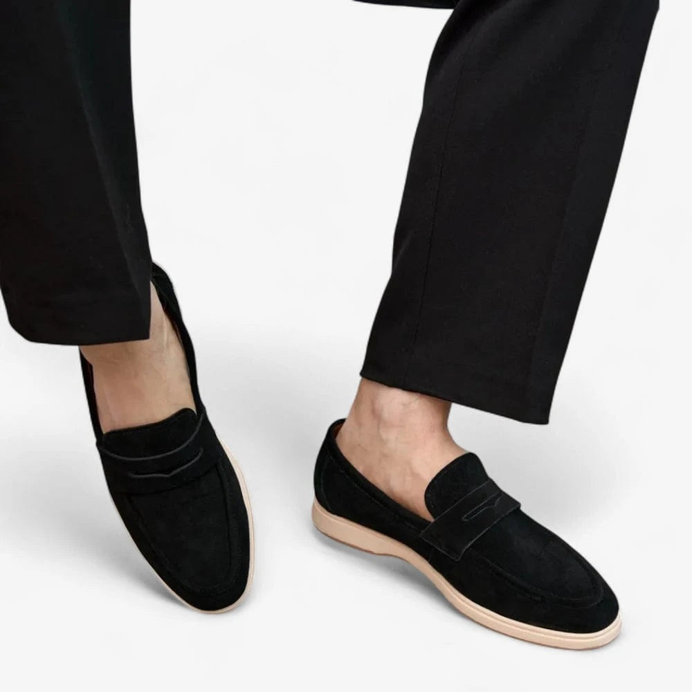AtelierMocassin Mocassins Homme en Daim Noir Penny Loafer