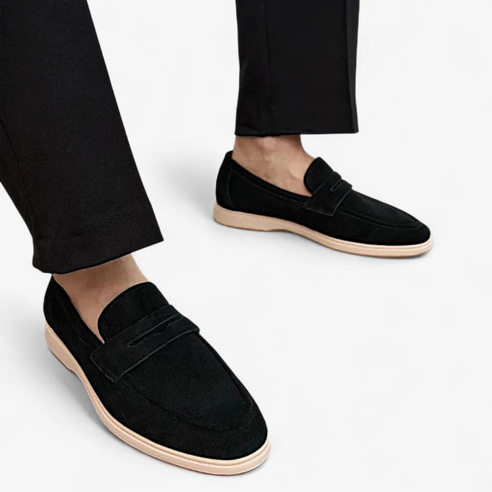 AtelierMocassin Mocassins Homme en Daim Noir Penny Loafer