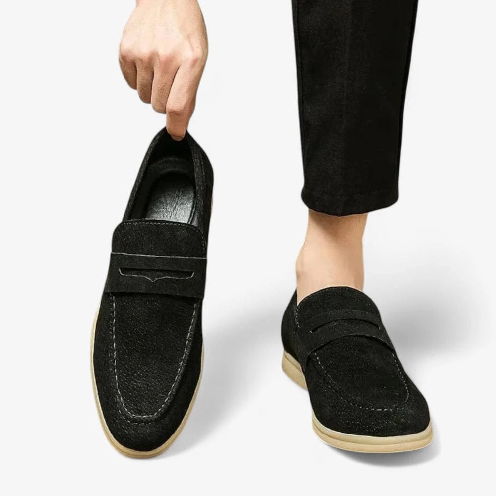 AtelierMocassin Mocassins Homme en Daim Noir Penny Loafer