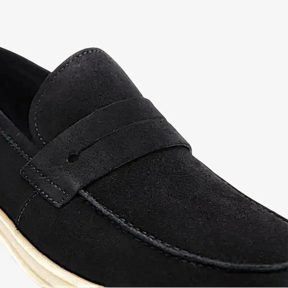 AtelierMocassin Mocassins Homme en Daim Noir Penny Loafer