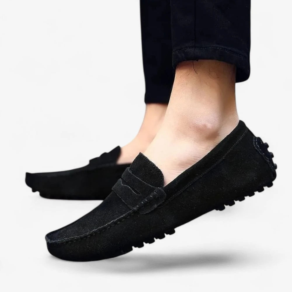 AtelierMocassin Mocassins Homme en Daim Noir Souple