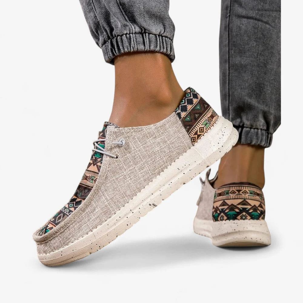 AtelierMocassin Mocassins Homme en Toile Beige à Motifs