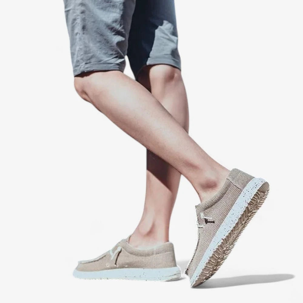 AtelierMocassin Mocassins Homme en Toile Beige Décontractés