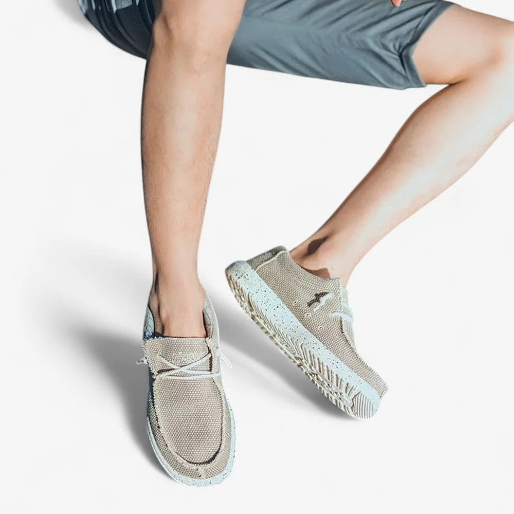 AtelierMocassin Mocassins Homme en Toile Beige Décontractés