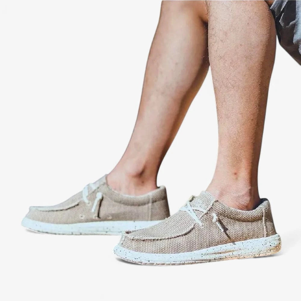 AtelierMocassin Mocassins Homme en Toile Beige Décontractés