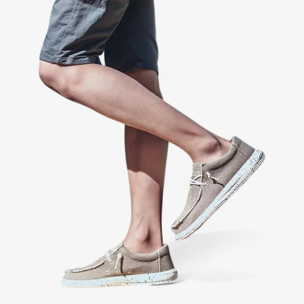 AtelierMocassin Mocassins Homme en Toile Beige Décontractés