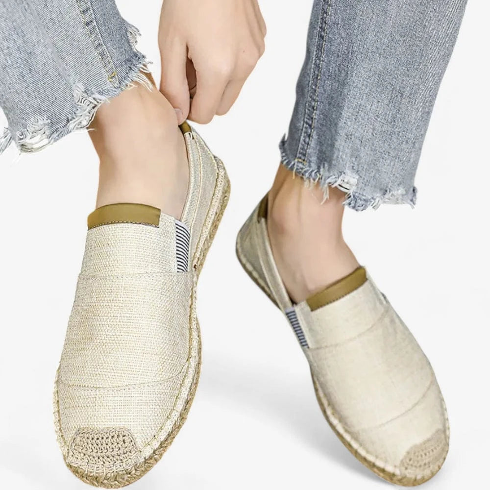 AtelierMocassin Mocassins Homme en Toile Beige – Style estival chic