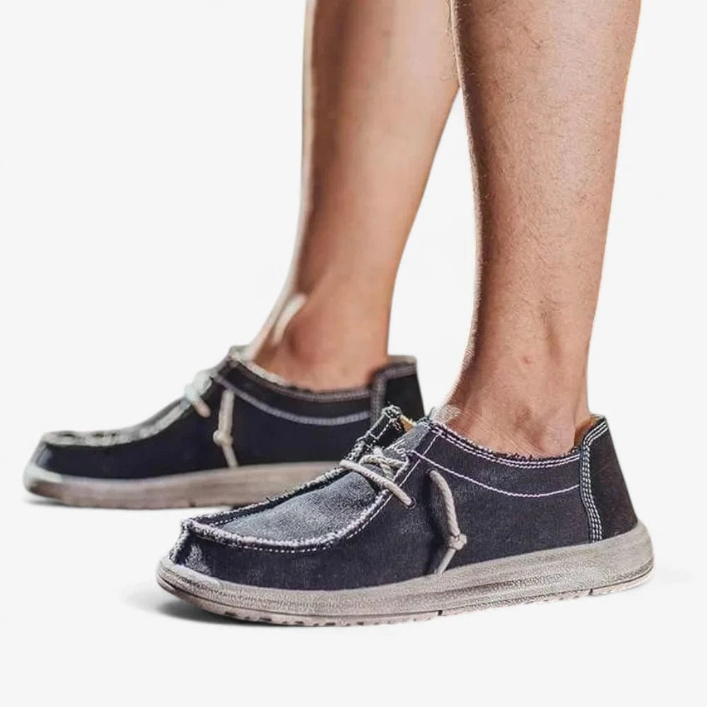 AtelierMocassin Mocassins Homme en Toile Noire Décontractés