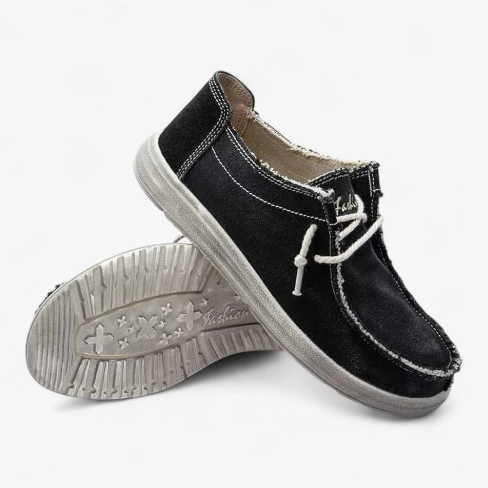 AtelierMocassin Mocassins Homme en Toile Noire Décontractés