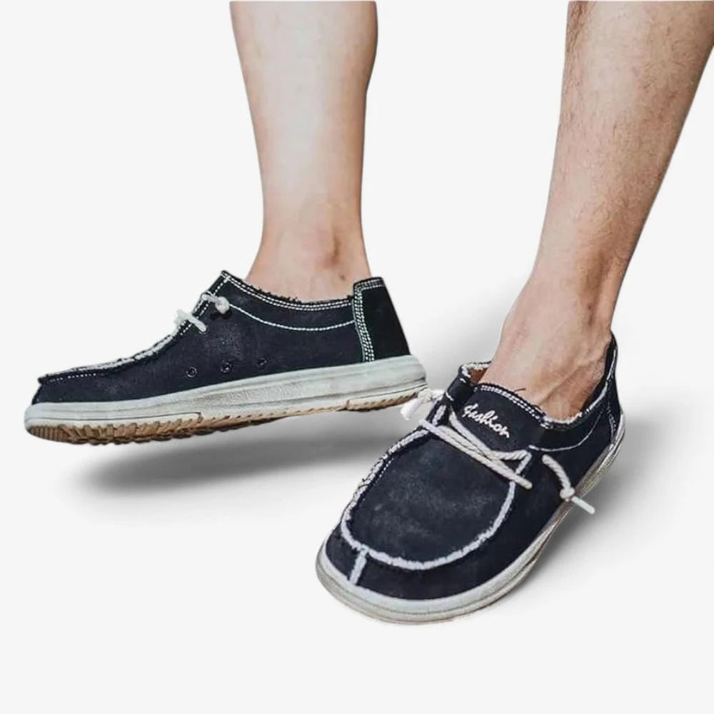 AtelierMocassin Mocassins Homme en Toile Noire Décontractés