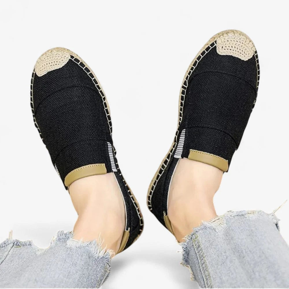 AtelierMocassin Mocassins Homme en Toile Noire – Style estival chic