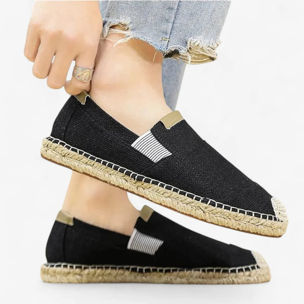 AtelierMocassin Mocassins Homme en Toile Noire – Style estival chic