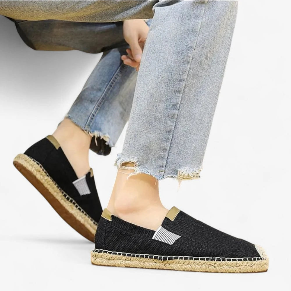 AtelierMocassin Mocassins Homme en Toile Noire – Style estival chic