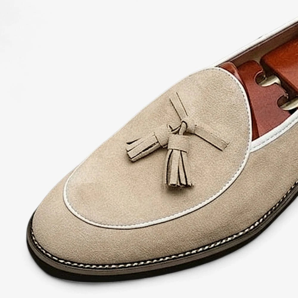 AtelierMocassin Mocassins Homme en Velours Beige à Gland