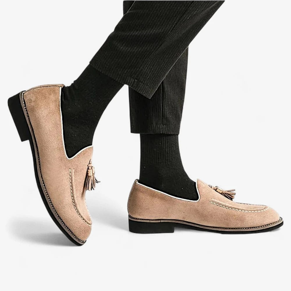 AtelierMocassin Mocassins Homme en Velours Beige à Gland