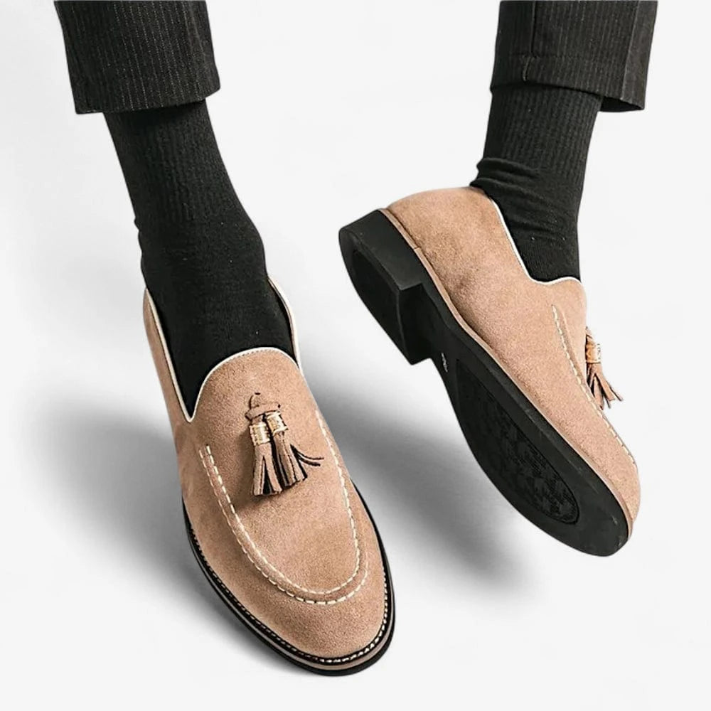 AtelierMocassin Mocassins Homme en Velours Beige à Gland