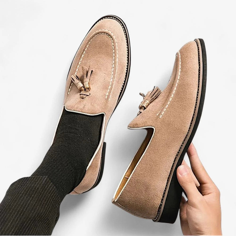 AtelierMocassin Mocassins Homme en Velours Beige à Gland