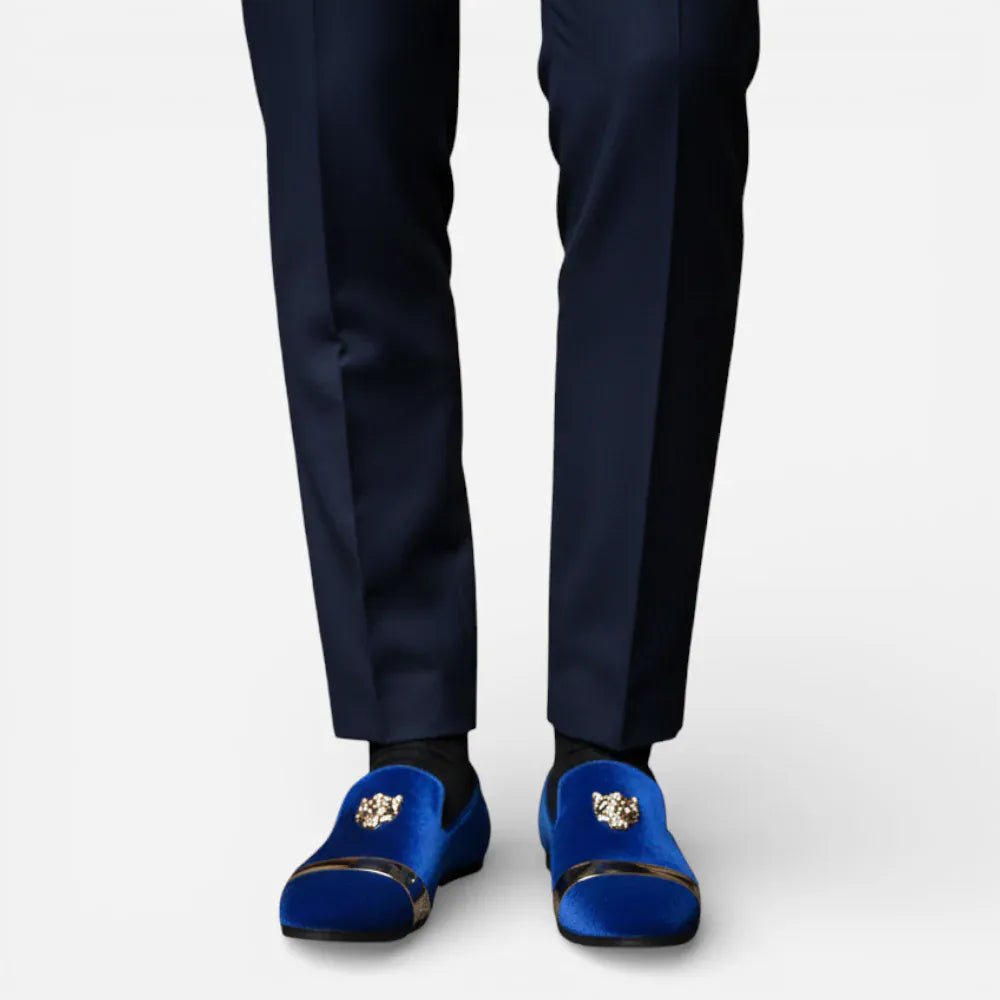 AtelierMocassin Mocassins Homme en Velours Bleu Marine