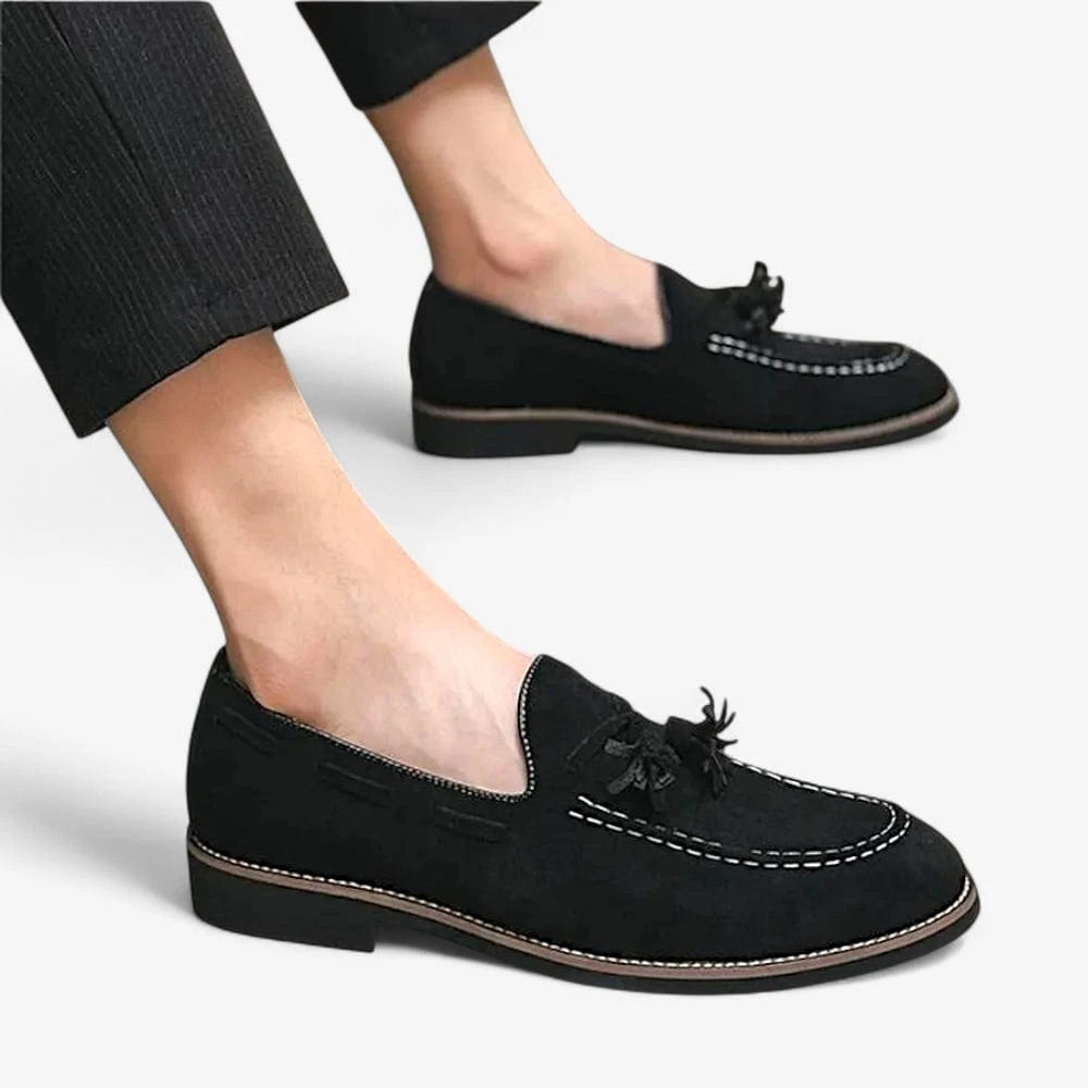 AtelierMocassin Mocassins Homme en Velours Noir à Gland