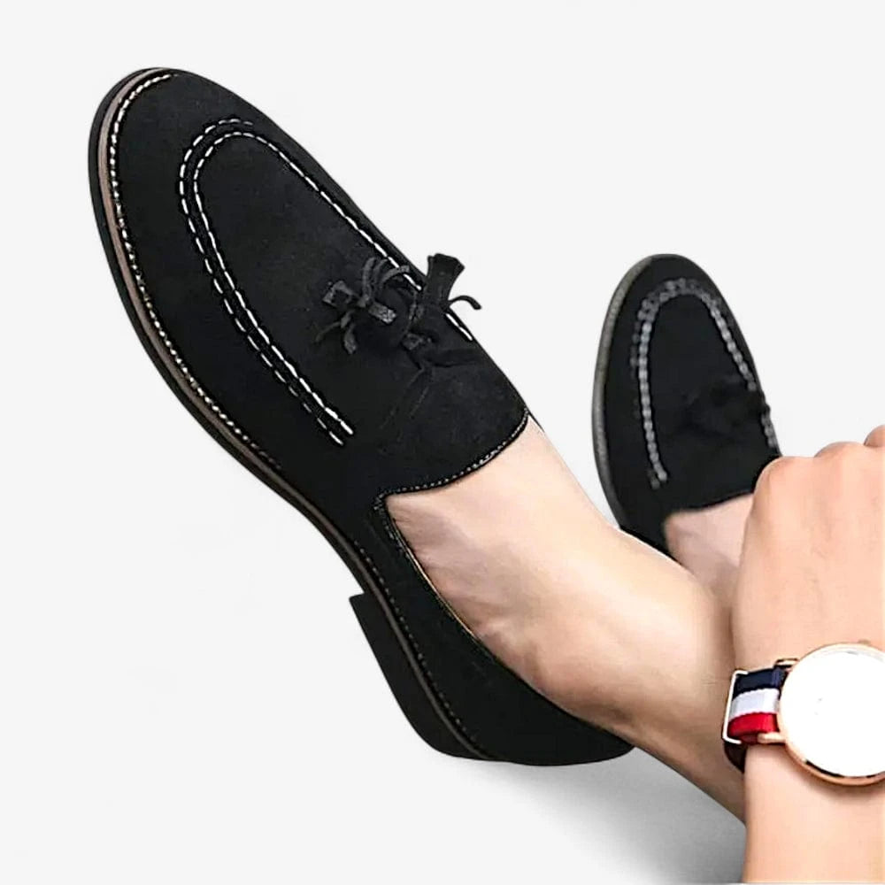 AtelierMocassin Mocassins Homme en Velours Noir à Gland