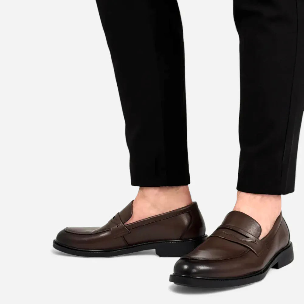 AtelierMocassin Mocassins Homme Penny Loafer en Cuir de Vache Marron