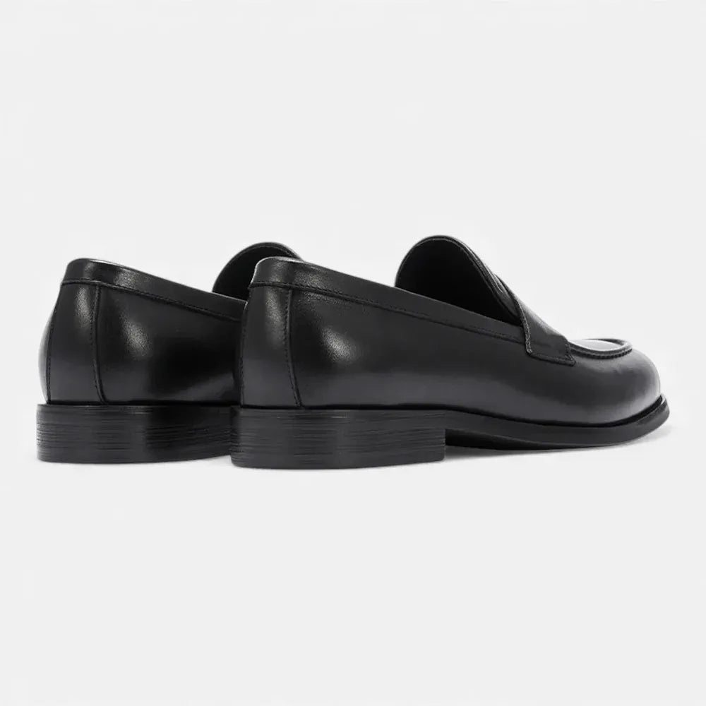 AtelierMocassin Mocassins Homme Penny Loafer en Cuir de Vache Noir