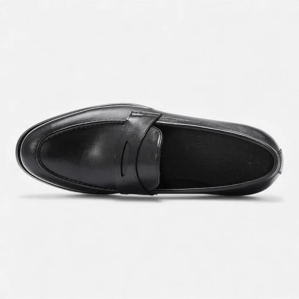 AtelierMocassin Mocassins Homme Penny Loafer en Cuir de Vache Noir