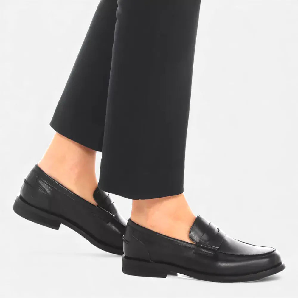 AtelierMocassin Mocassins Homme Penny Loafer en Cuir de Vache Noir