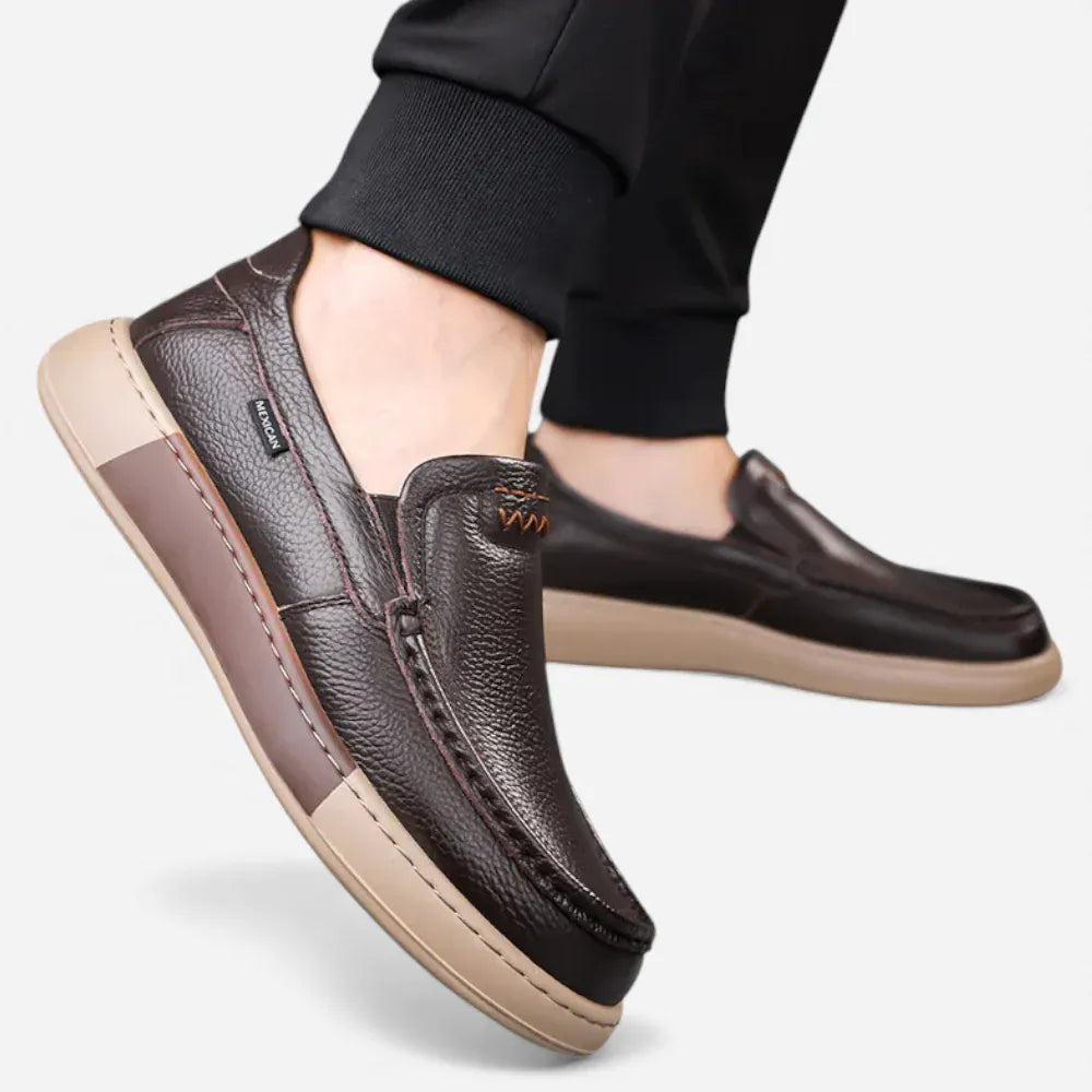 AtelierMocassin Mocassins Homme Slip-On en Cuir Marron Souple