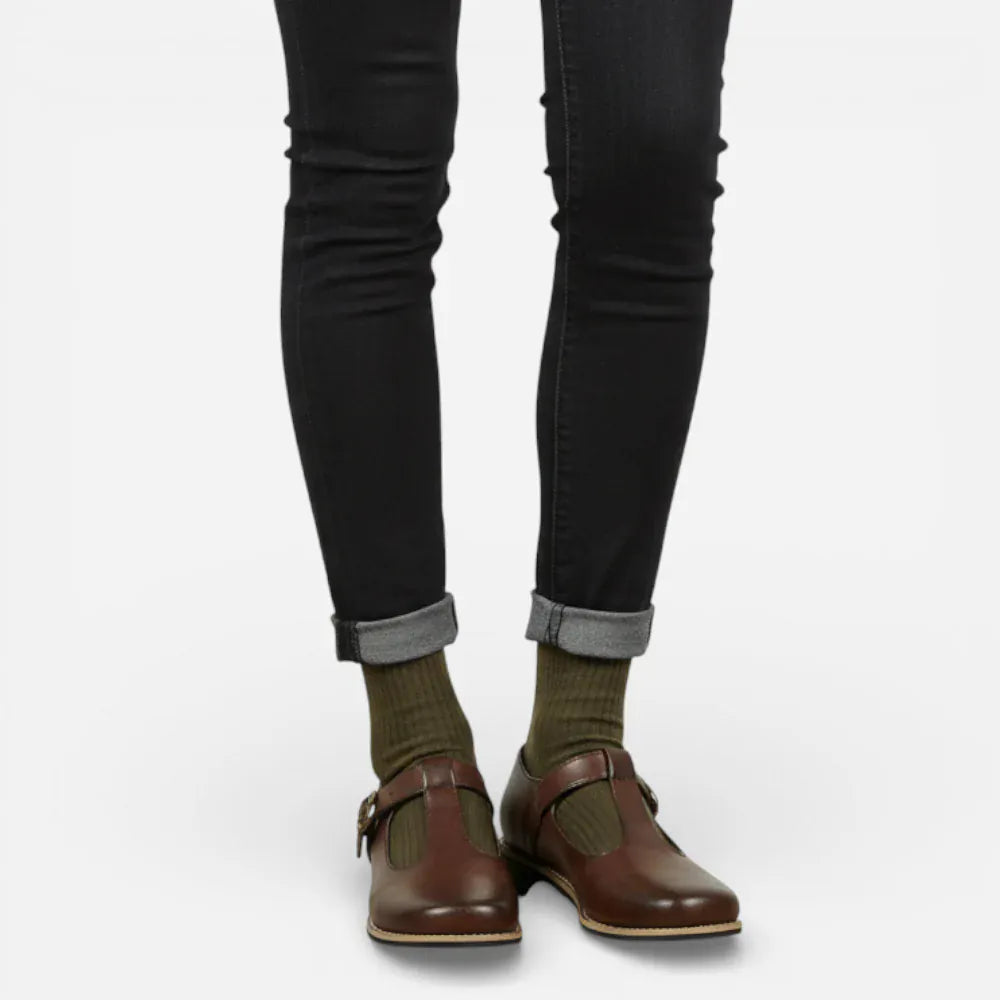 AtelierMocassin Mocassins Marron Foncé Femme à Sangle