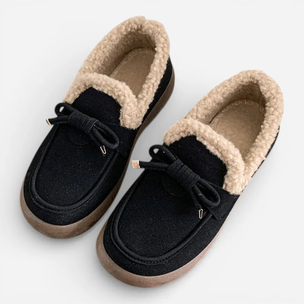 AtelierMocassin Mocassins Noirs Femme Hiver Slip-On