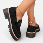 AtelierMocassin Mocassins Noirs Femme Plateforme Penny Loafer