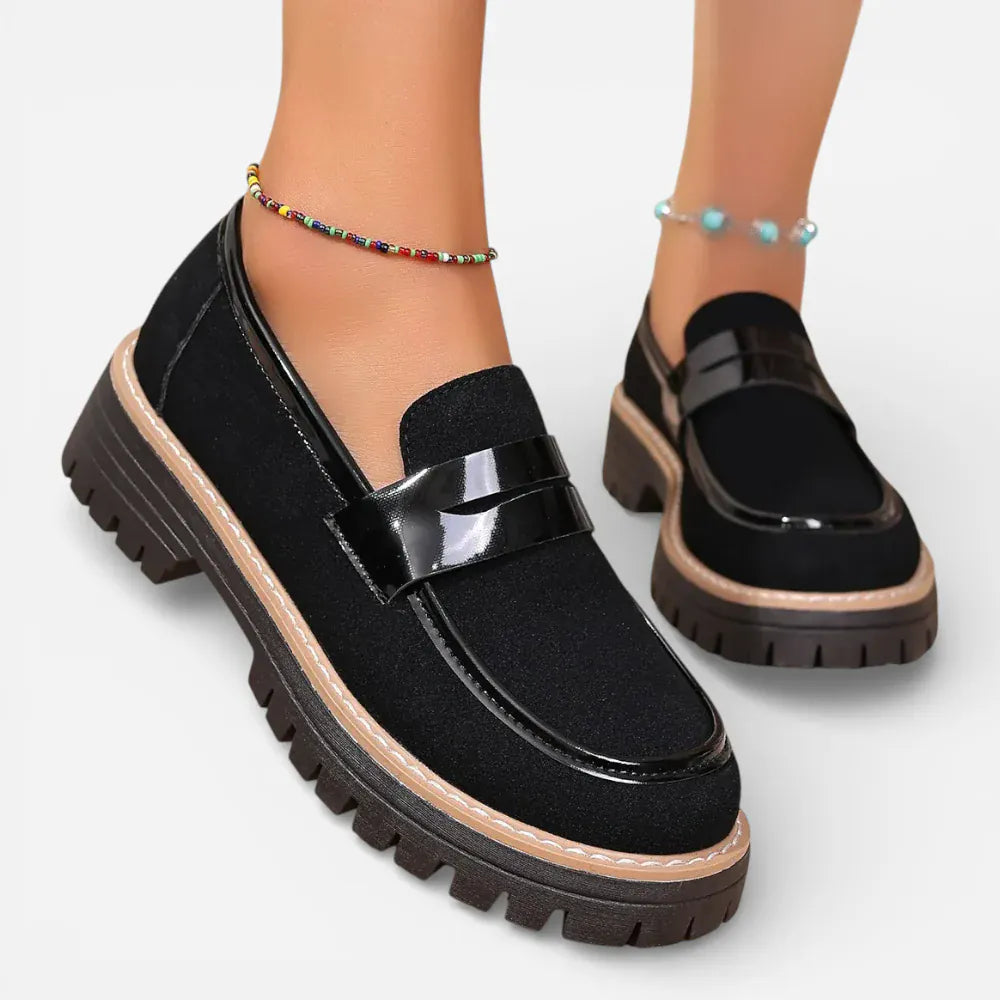 AtelierMocassin Mocassins Noirs Femme Plateforme Penny Loafer