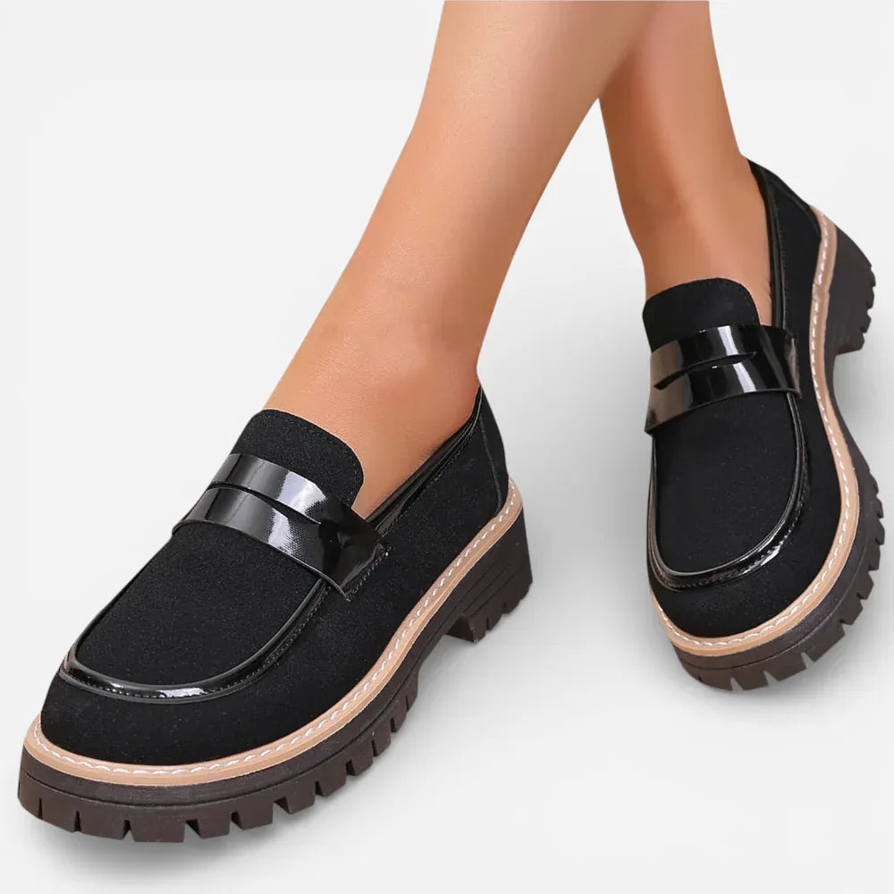 AtelierMocassin Mocassins Noirs Femme Plateforme Penny Loafer