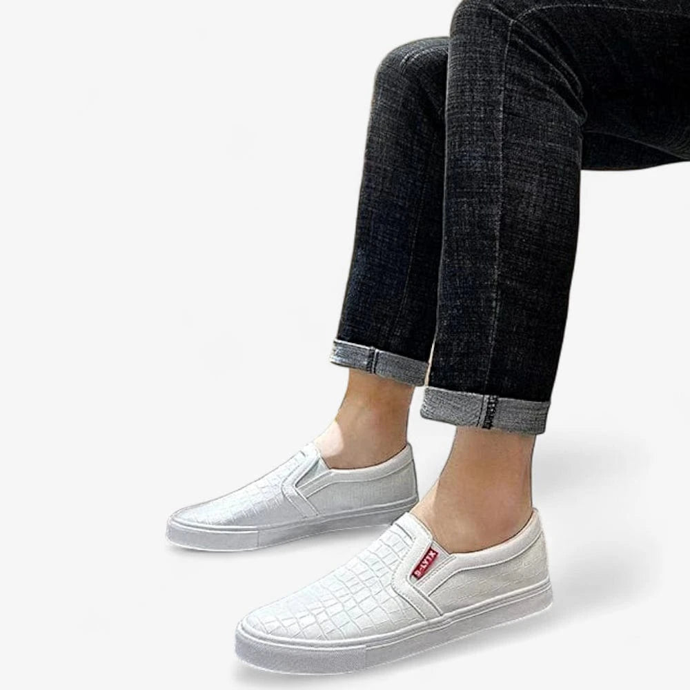 AtelierMocassin Mocassins Plats Homme en Cuir Blanc