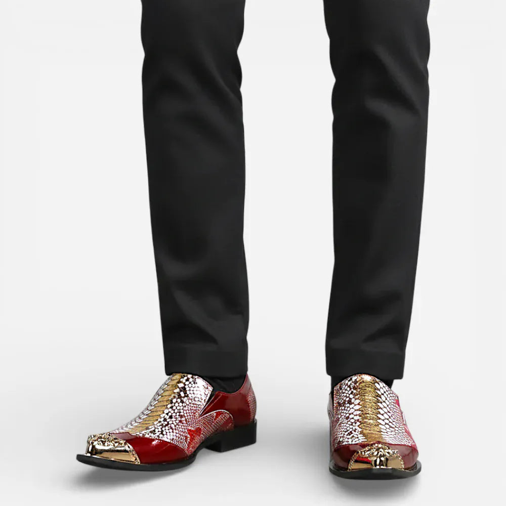 AtelierMocassin Mocassins Pointus Homme en Cuir Bordeaux Verni