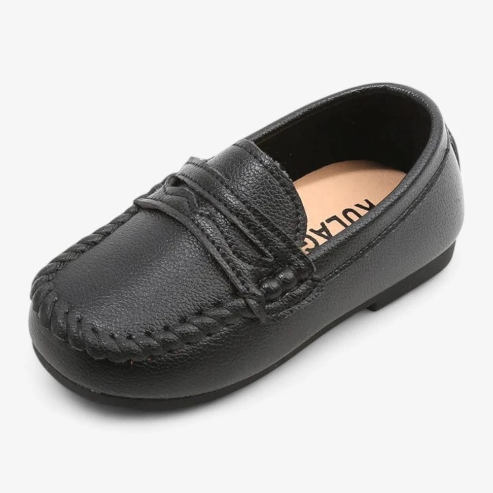 AtelierMocassin Noir / 21 Mocassins en Cuir Noir Antidérapants pour Enfant