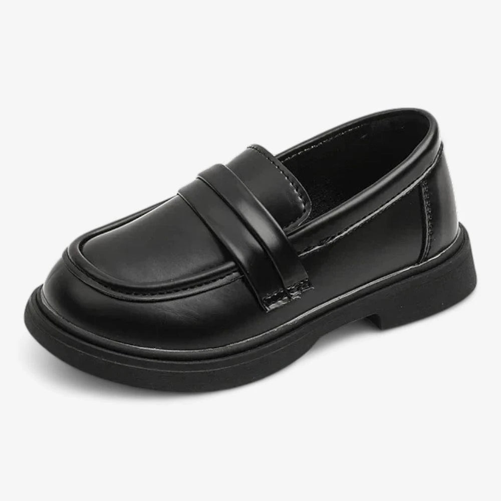 AtelierMocassin Noir / 23 Mocassins Enfant en Cuir Noir Penny Loafer