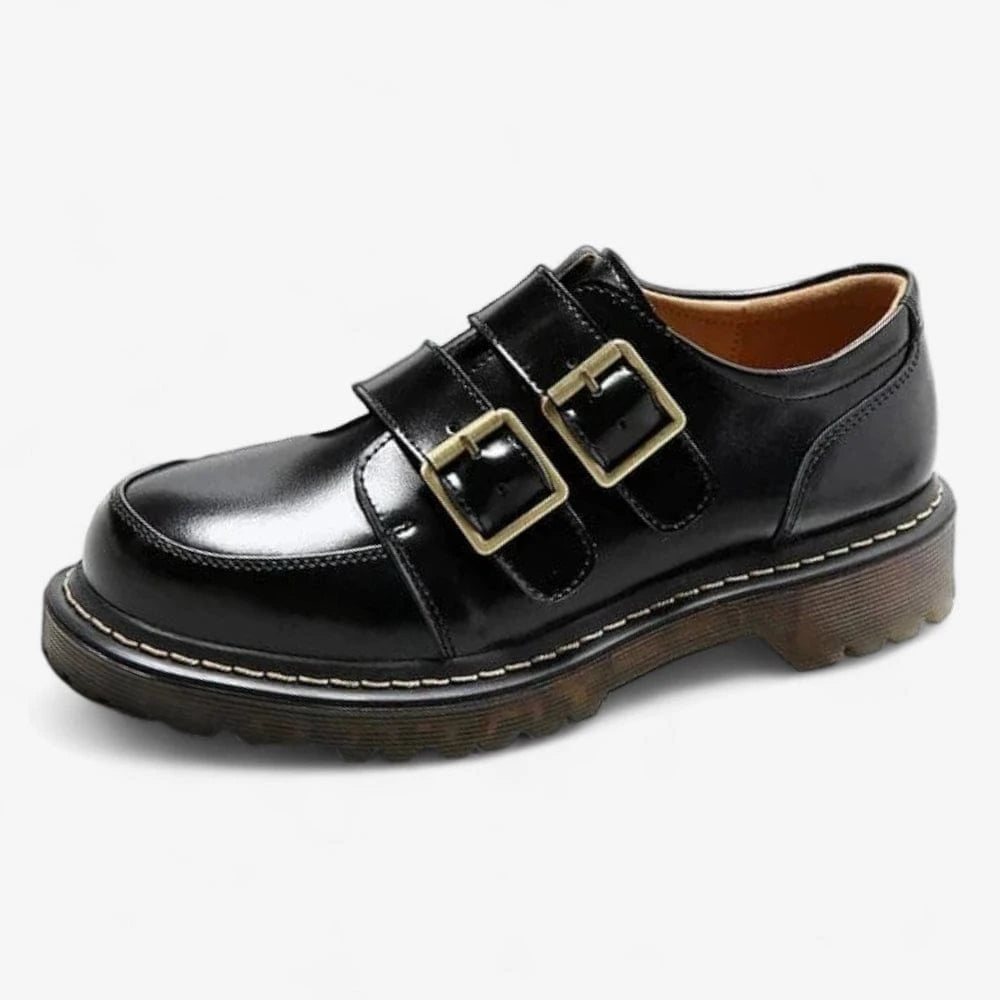 AtelierMocassin Noir / 34 Mocassin Femme en Cuir Noir Plateforme Sans Lacet