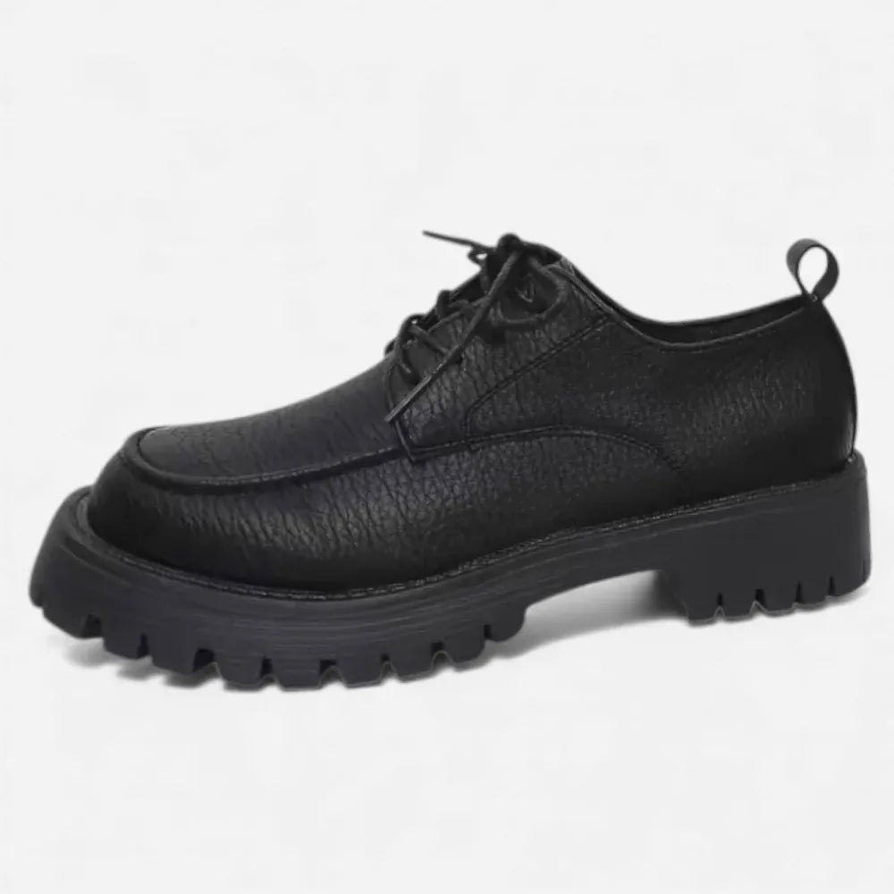 AtelierMocassin Noir / 35 Mocassins Femme Derby en Cuir Noir Plateforme