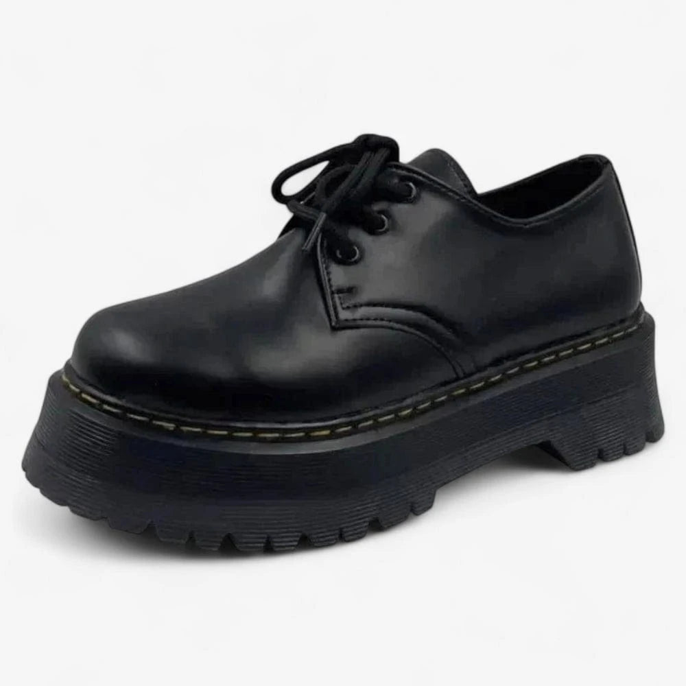 AtelierMocassin Noir / 35 Mocassins Femme en Cuir Noir à Plateforme