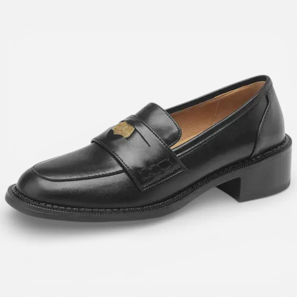 AtelierMocassin Noir / 35 Mocassins Femme en Cuir Noir Penny Loafer