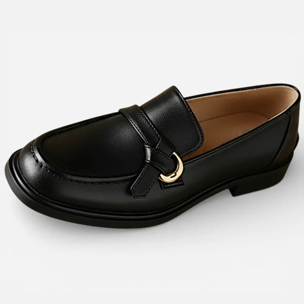 AtelierMocassin Noir / 35 Mocassins Femme en Cuir Noir Slip-On