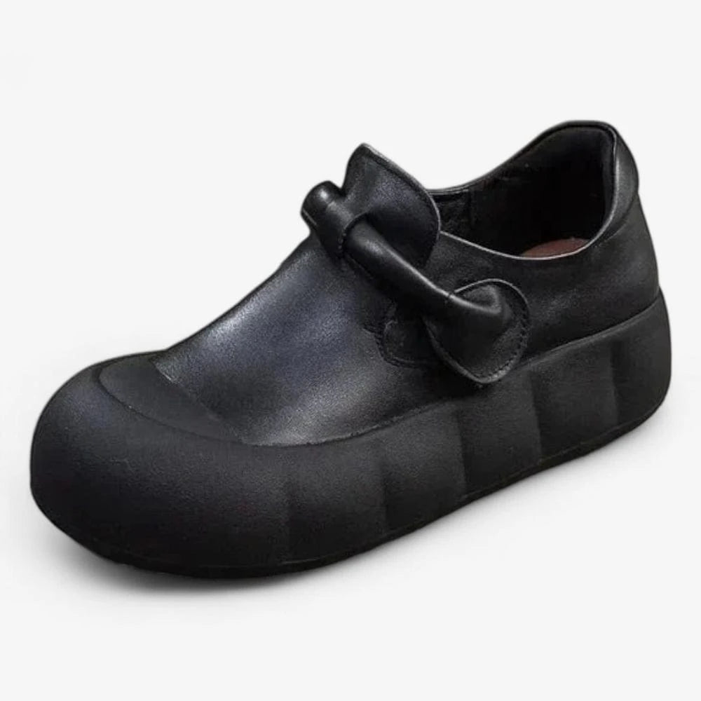 AtelierMocassin Noir / 35 Mocassins Femme Noir en Cuir à Semelle Épaisse – Style et minimalisme