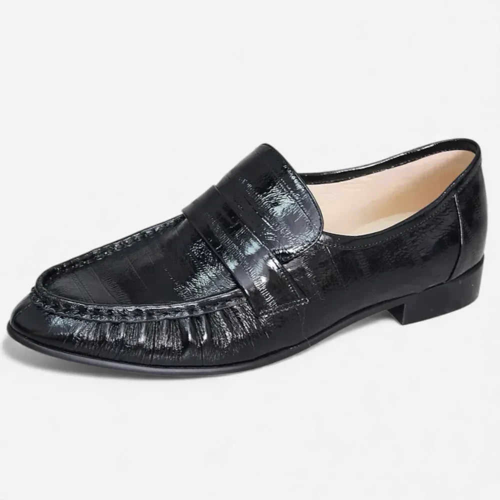 AtelierMocassin Noir / 35 Mocassins Femme Penny Loafer en Cuir Noir
