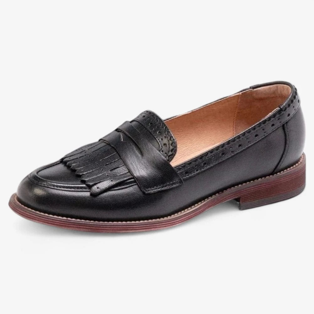 AtelierMocassin Noir / 36 Mocassins Femme en Cuir Noir à Franges
